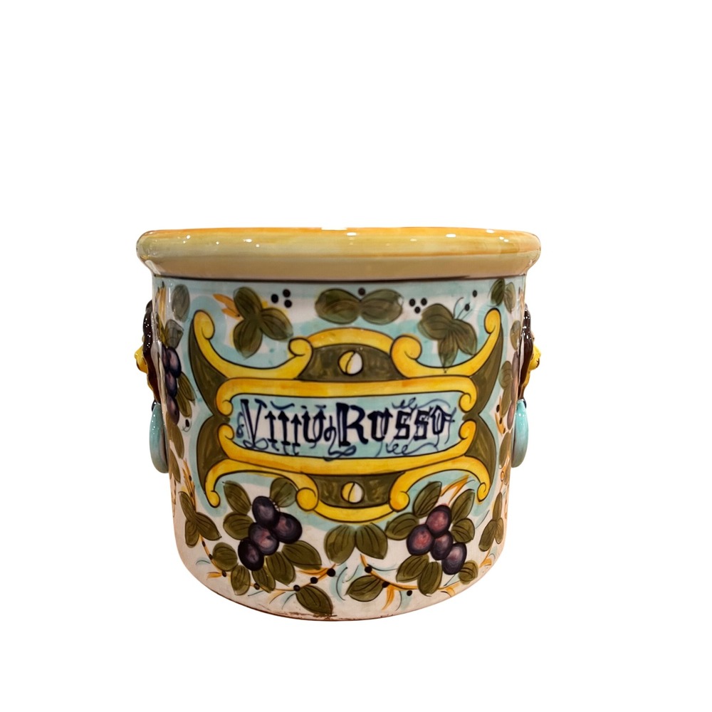 Vino Rosso Ceramic Planter Lion Head Handles Florentine